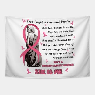 She's Fought A Thousand Battles She'S A Breast Cancer Warrior Tapestry