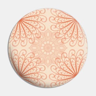 Bright Orange Abstract Mandala Pattern Pin