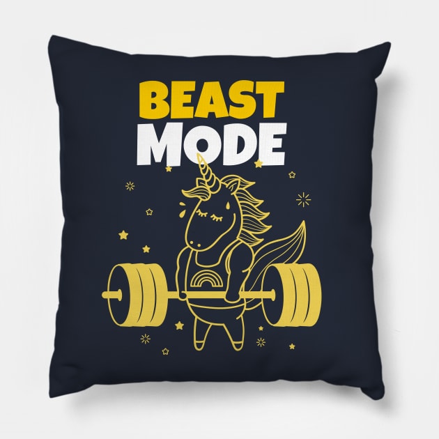 Beast Mode On - Unicorn Workout - Motivational Gym Quote Pillow by stokedstore