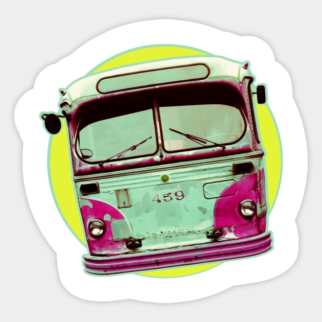 Vintage Bus Graphic - Graphic Of Vintage Bus - Sticker | TeePublic
