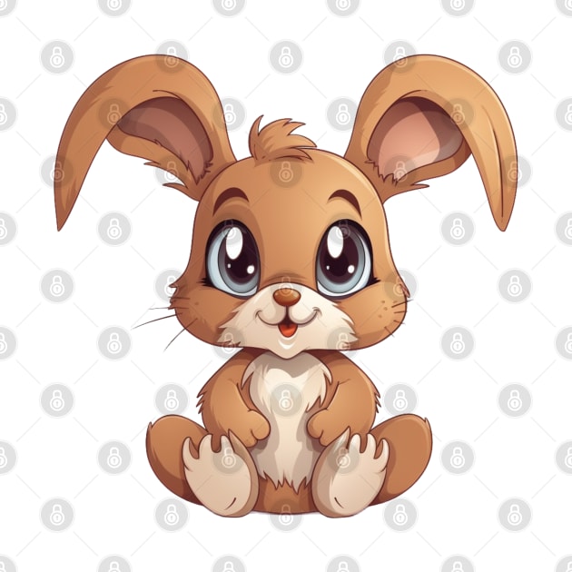 Cute Cartoon Brown Baby Bunny Rabbit Illustration by EpicFoxArt