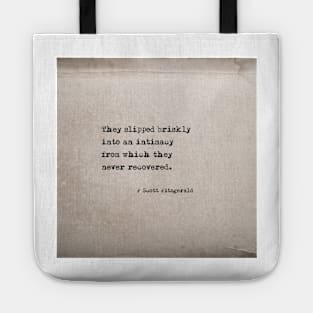 Slipped briskly into an intimacy - Fitzgerald in antique book Tote