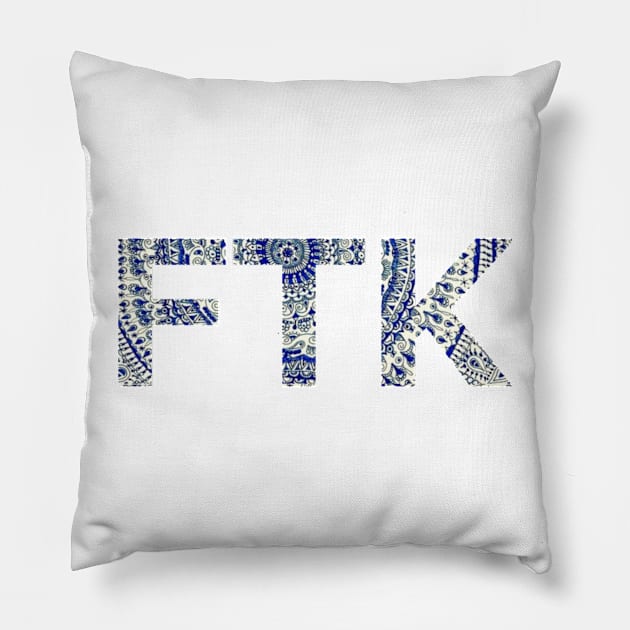 Blue Mandala FTK Pillow by annmariestowe