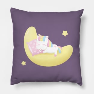 Cute Baby Unicorn Sleeping On The Moon Pillow