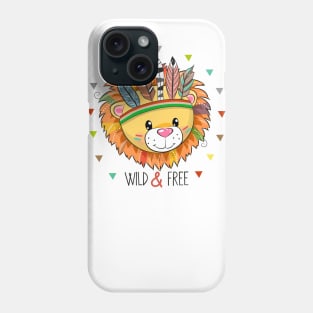 Cute lion with feathers and Indian coloring Phone Case