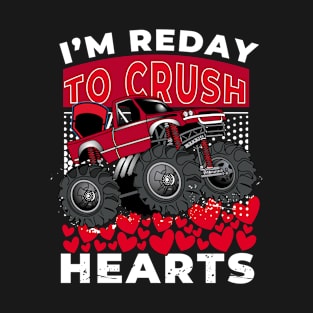 Funny Kids I'm ready to Crush Heart, Monster Truck Valentine T-Shirt