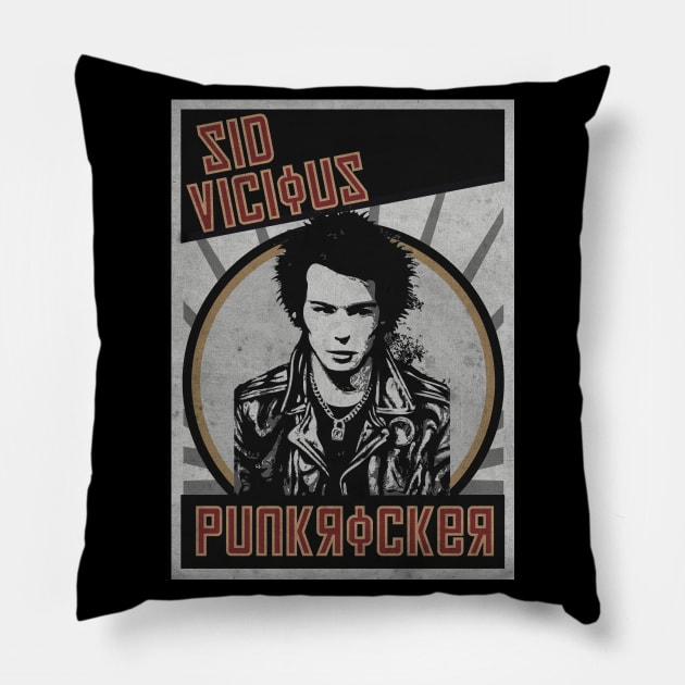 Vintage Punk Rock Poster Pillow by CTShirts