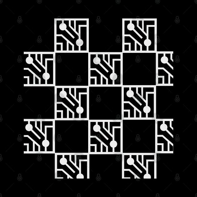 White electronic circuits pattern by SAMUEL FORMAS