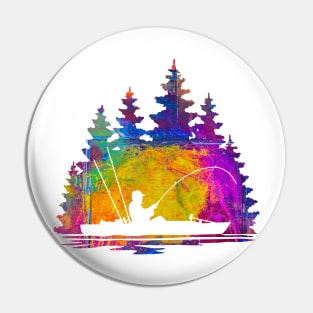 Kayak Fishing Painterly Abstract Silhouette Pin