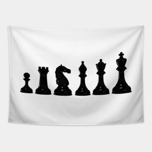 Black Chess Pieces Tapestry