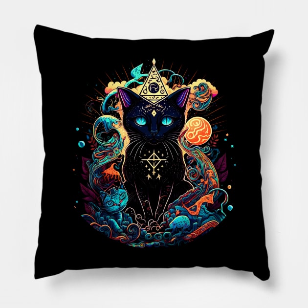 Cute Cat Goth Queen Pillow by UnrealArtDude