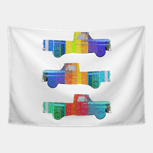 Chevy C 10 pop color Tapestry by AaaahEeeekStudio