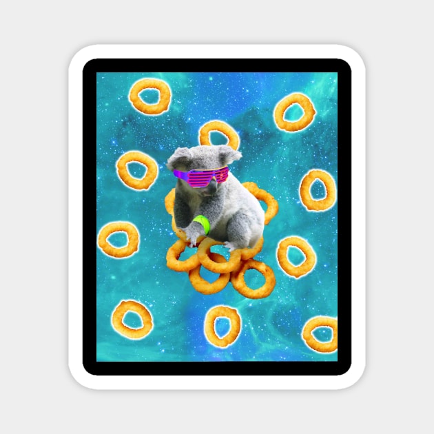 Rave Koala On Onion Rings In Space Magnet by Random Galaxy