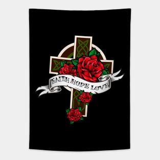 Old School Christian Tattoo Tapestry