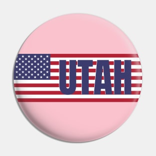 Utah State in American Flag Pin