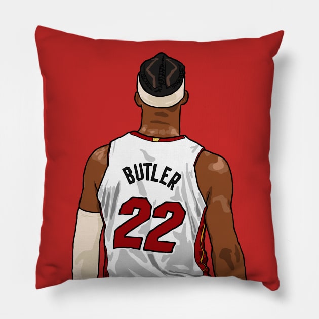 Jimmy Butler Back-To Pillow by rattraptees