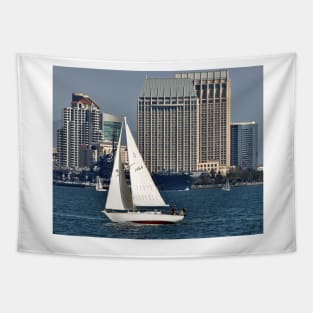 Sailing San Diego Bay Skyline Tapestry