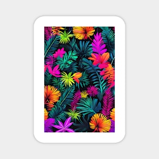 Colourful neon flowers pattern Magnet