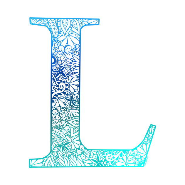 Floral Letter Capital L Blue by Shaseldine