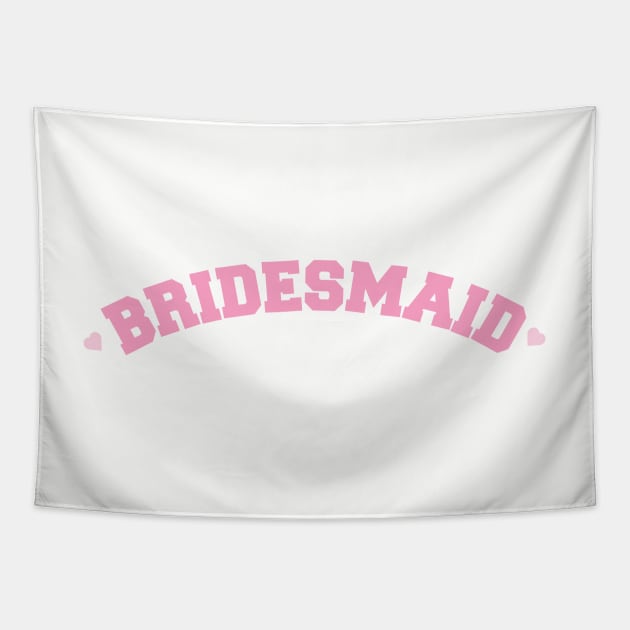 Bridesmaid Varsity Lettering with Hearts Tapestry by Moon Ink Design