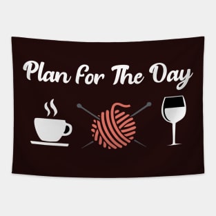 plan for the day coffee-knit-wine quarantine plan 2020 Tapestry