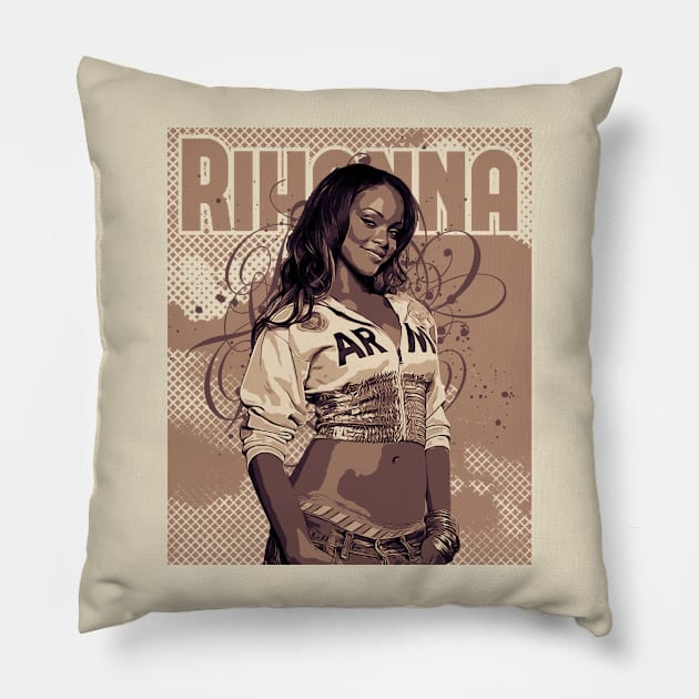 Rihanna style // Brown vintage // Poster art Pillow by Degiab