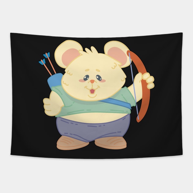 Archery Cute Hamster Rat Player - Kids gift product Tapestry by theodoros20