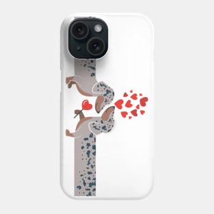 Dachshunds long love // neon red hearts Valentine's Day details spotted weiner dog puppy Phone Case