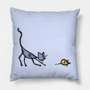 Cat chasing Mouse Pillow