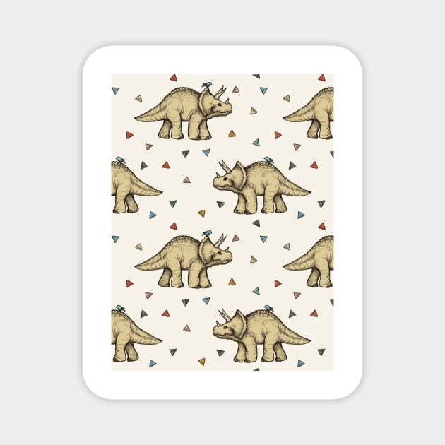 Triceratops & Triangles Magnet by micklyn