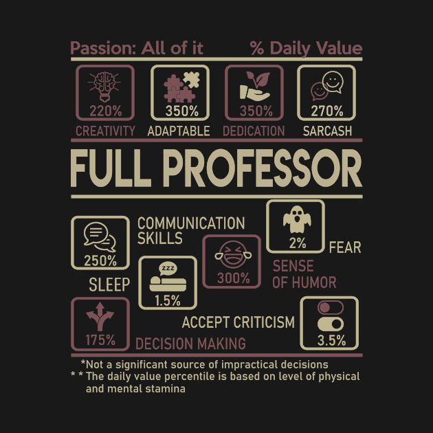 Full Professor T Shirt - Multitasking Daily Value Gift Item Tee by candicekeely6155