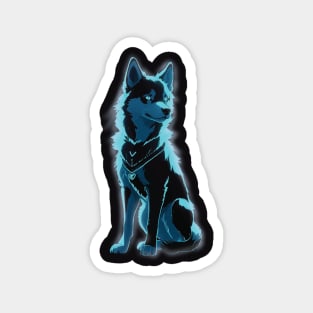 Neon Glow Dog - Cyberpunk Pop Art Animal Tee Magnet