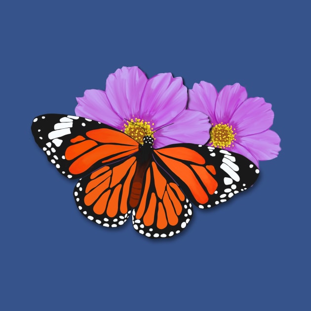 Monarch Butterfly with Purple Flowers by AlondraHanley