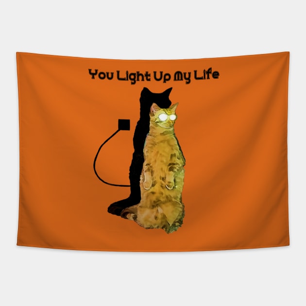 You Light Up My Life - Electric Cat Tapestry by D_AUGUST_ART_53