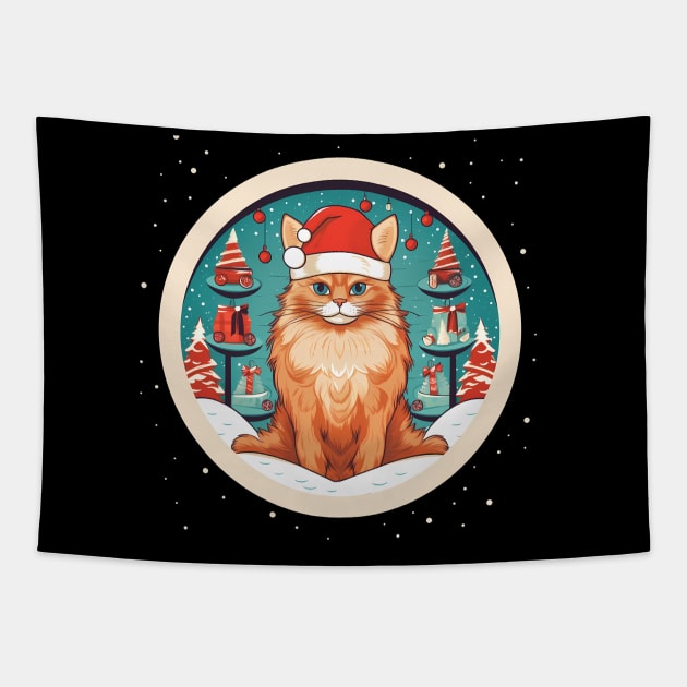 Somali Cat Xmas, Love Cats Tapestry by dukito