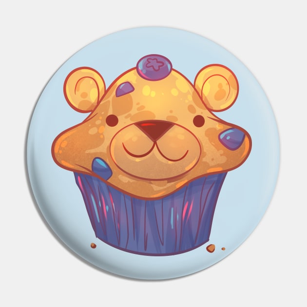 Blueberry blue-bear-y Muffin Pin by Claire Lin