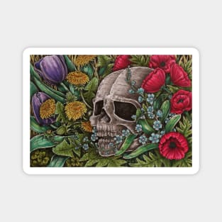 Skull and flowers 2 Magnet