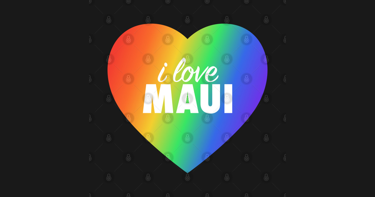 I Love Maui Pride Rainbow Colors Heart Maui Long Sleeve TShirt