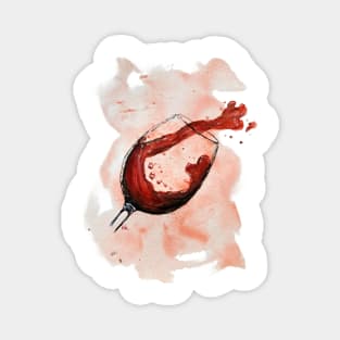 Spilled Red Wine Glass – Elegant and Expressive Watercolor Painting Magnet