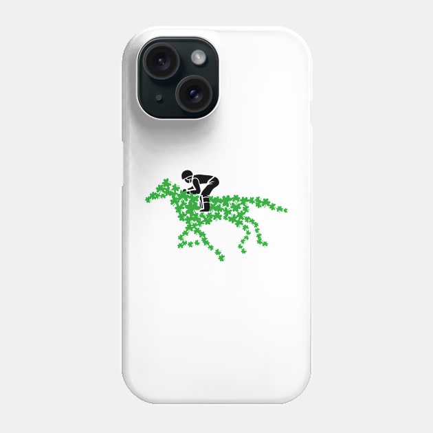 Race horse made of Four leaf Clovers with Jockey Horse Phone Case by Artstastic