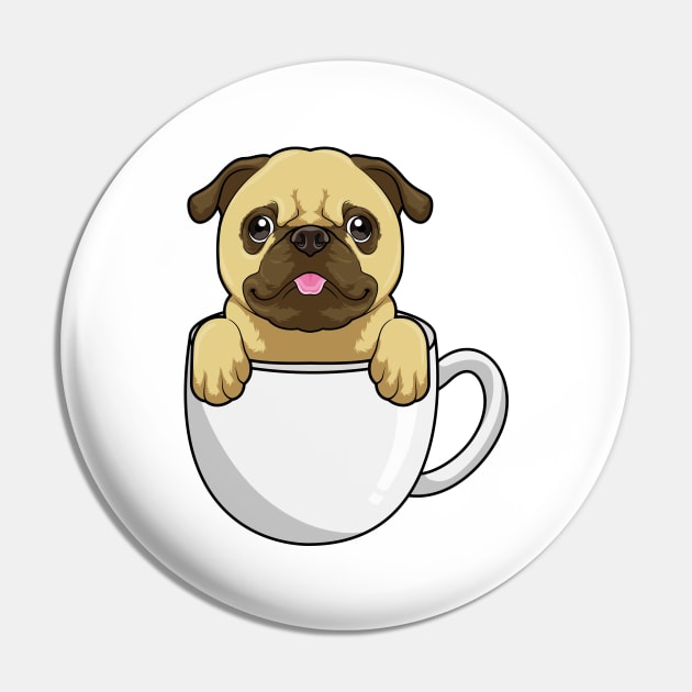 Pug with Cup of Coffee Pin by Markus Schnabel