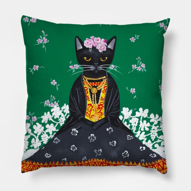 Frida Cat Pillow by KilkennyCat Art