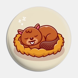 Cute Beaver Sleeping Cartoon Pin