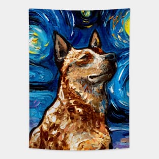 Red Heeler Night (Portrait) Tapestry