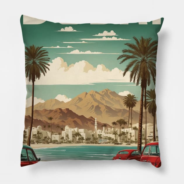 Dubai United Arab Emirates Vintage Travel Tourism Pillow by TravelersGems