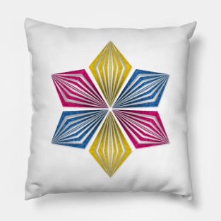 Pansexual Pride Flag Colored Geometric Starburst Pillow