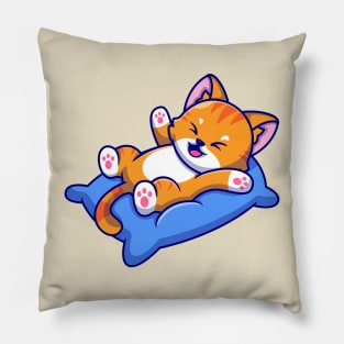 Cute Cat Playing On Pillow Cartoon Pillow