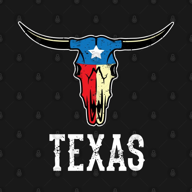 Texas Bull Longhorn Skull Texan Flag by alltheprints