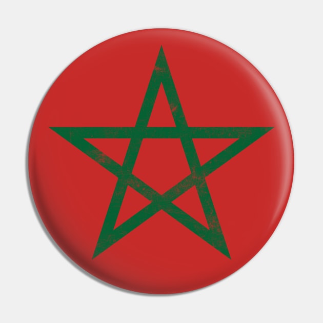 Morocco / Vintage Look Flag Star Design Pin by DankFutura