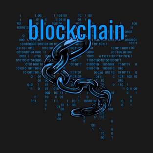 Blockchain Blue text T-Shirt